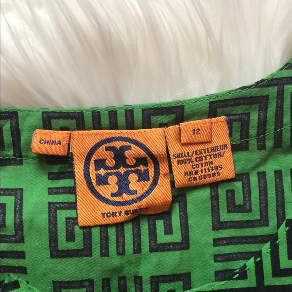 Tory Burch Ruffle Geometric Pattern Sleeveless Top - image 2